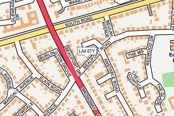 LA4 6TY map - OS OpenMap – Local (Ordnance Survey)