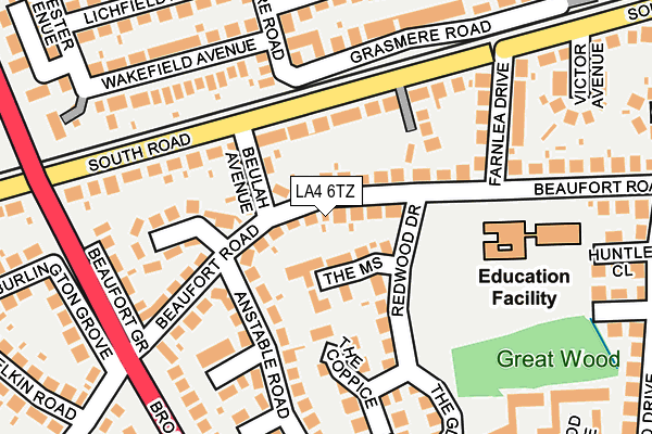 LA4 6TZ map - OS OpenMap – Local (Ordnance Survey)