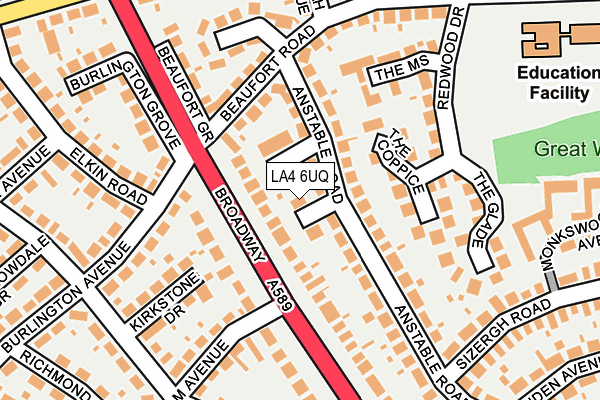 LA4 6UQ map - OS OpenMap – Local (Ordnance Survey)