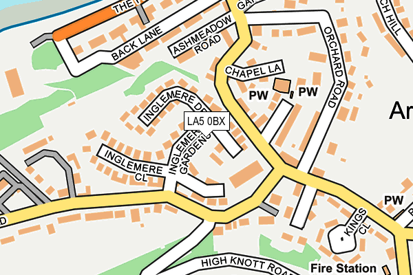 LA5 0BX map - OS OpenMap – Local (Ordnance Survey)