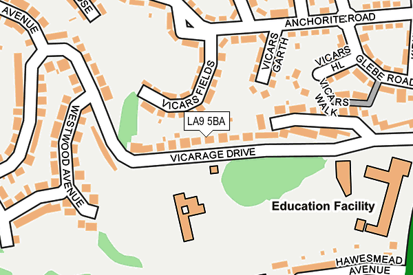LA9 5BA map - OS OpenMap – Local (Ordnance Survey)
