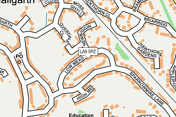 LA9 5PZ map - OS OpenMap – Local (Ordnance Survey)