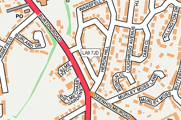 LA9 7JD map - OS OpenMap – Local (Ordnance Survey)