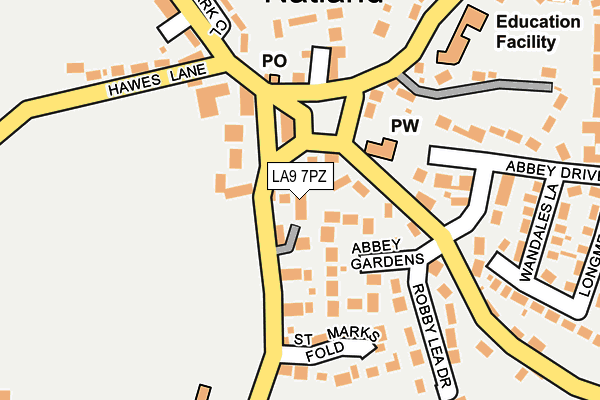 LA9 7PZ map - OS OpenMap – Local (Ordnance Survey)