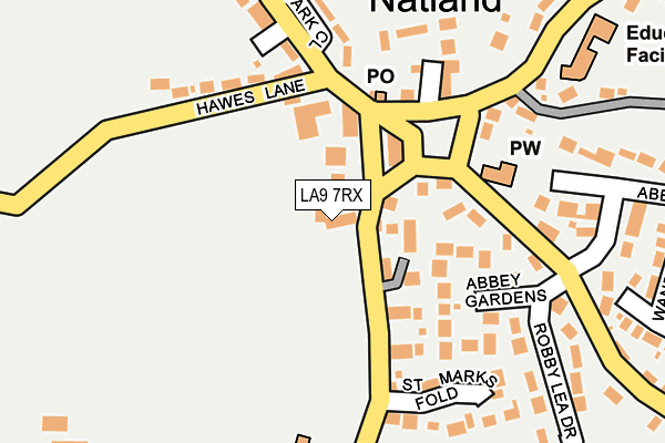 LA9 7RX map - OS OpenMap – Local (Ordnance Survey)