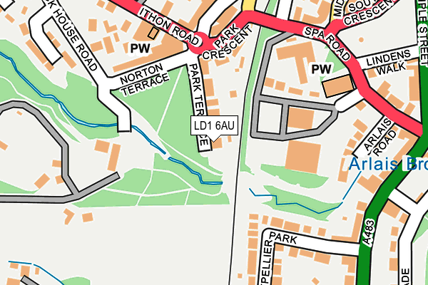 LD1 6AU map - OS OpenMap – Local (Ordnance Survey)