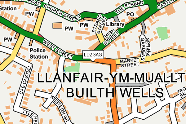 Map of BUILTH WELLS RUGBY FOOTBALL CLUB LIMITED at local scale
