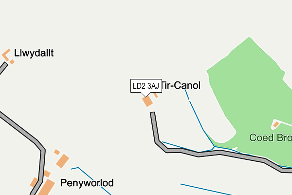 LD2 3AJ map - OS OpenMap – Local (Ordnance Survey)