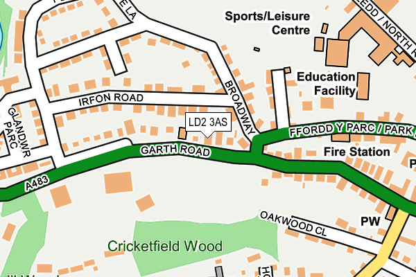 LD2 3AS map - OS OpenMap – Local (Ordnance Survey)