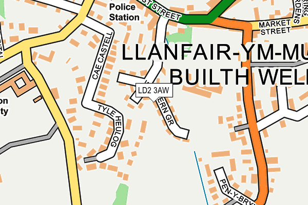 LD2 3AW map - OS OpenMap – Local (Ordnance Survey)