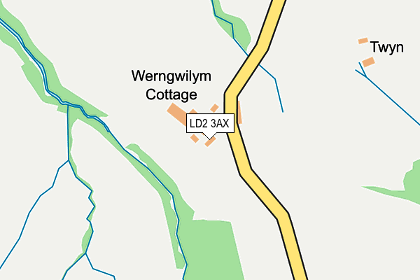 LD2 3AX map - OS OpenMap – Local (Ordnance Survey)