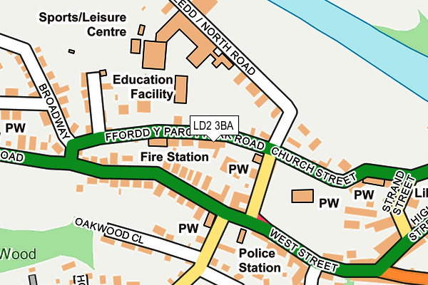 LD2 3BA map - OS OpenMap – Local (Ordnance Survey)