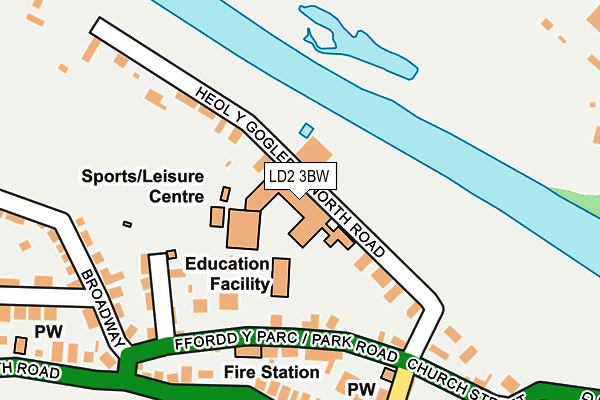 LD2 3BW map - OS OpenMap – Local (Ordnance Survey)