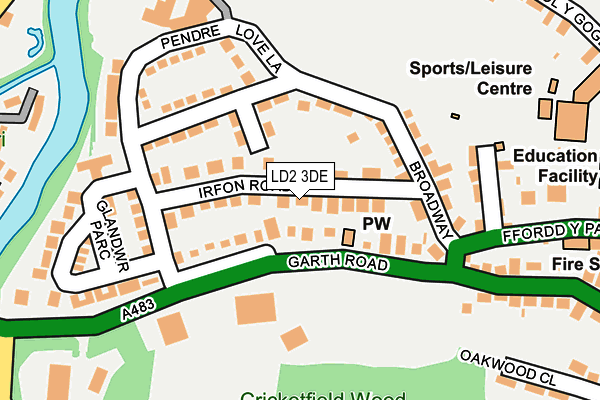 LD2 3DE map - OS OpenMap – Local (Ordnance Survey)