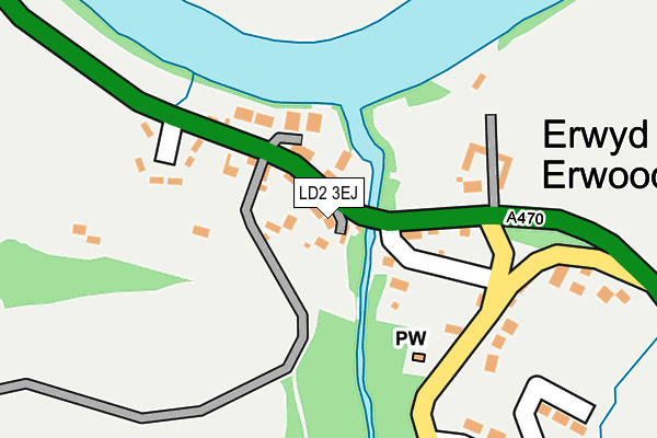 LD2 3EJ map - OS OpenMap – Local (Ordnance Survey)