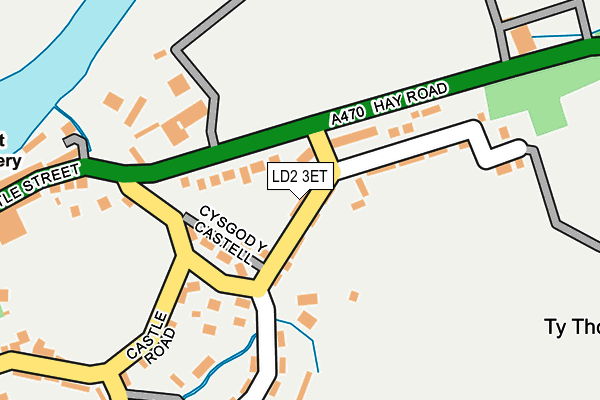 LD2 3ET map - OS OpenMap – Local (Ordnance Survey)