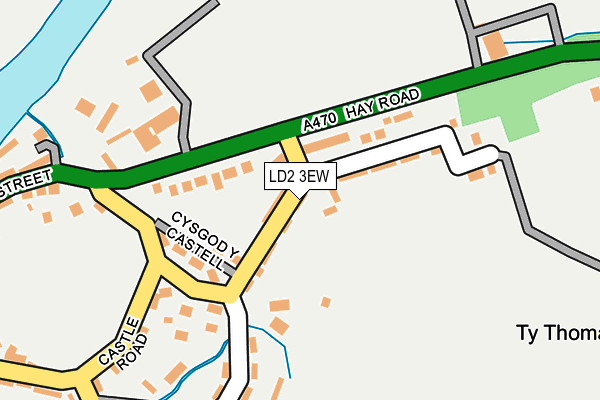 LD2 3EW map - OS OpenMap – Local (Ordnance Survey)