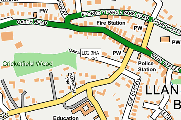 LD2 3HA map - OS OpenMap – Local (Ordnance Survey)