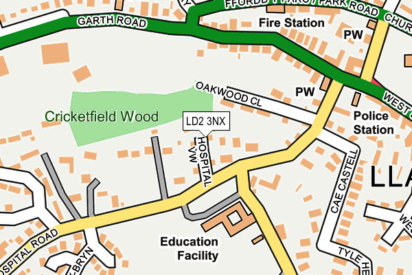 LD2 3NX map - OS OpenMap – Local (Ordnance Survey)