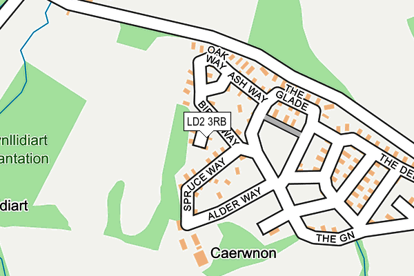 LD2 3RB map - OS OpenMap – Local (Ordnance Survey)