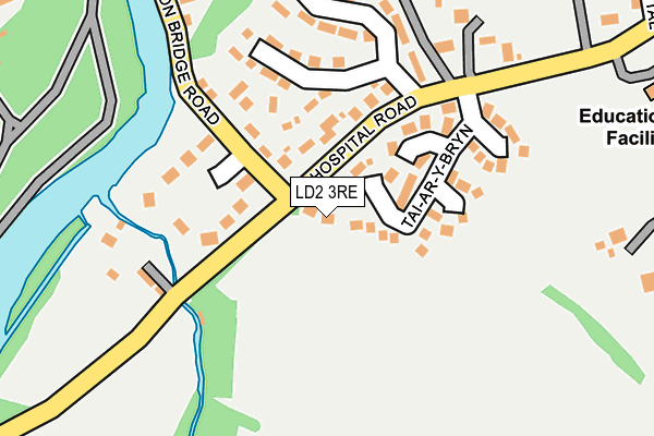 LD2 3RE map - OS OpenMap – Local (Ordnance Survey)
