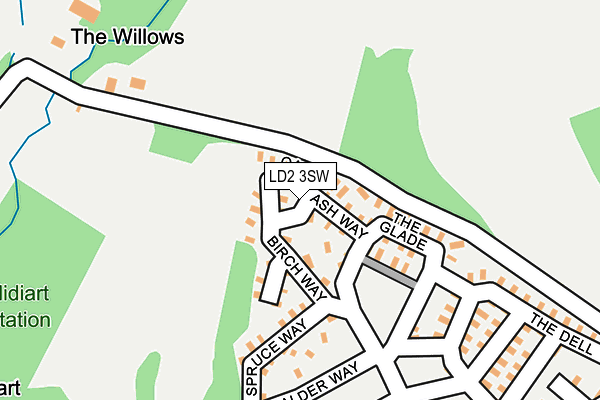 LD2 3SW map - OS OpenMap – Local (Ordnance Survey)