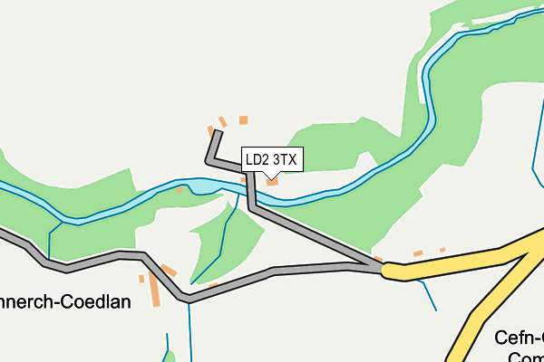 LD2 3TX map - OS OpenMap – Local (Ordnance Survey)