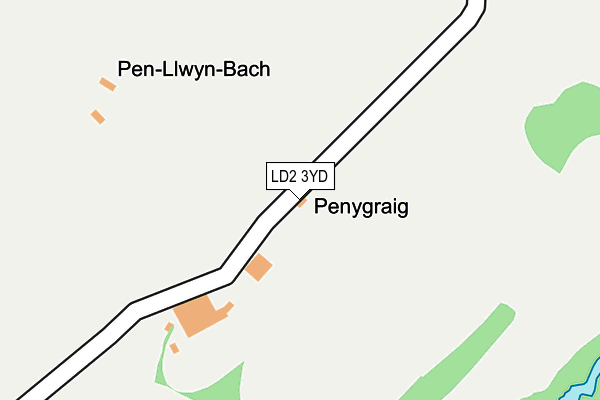 LD2 3YD map - OS OpenMap – Local (Ordnance Survey)