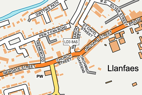 LD3 8AS map - OS OpenMap – Local (Ordnance Survey)