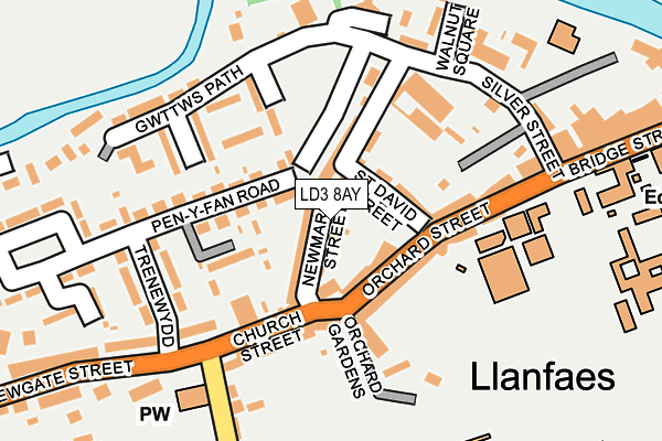 LD3 8AY map - OS OpenMap – Local (Ordnance Survey)
