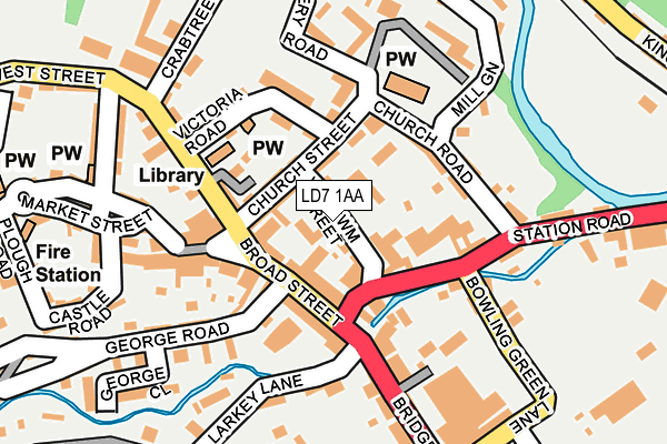LD7 1AA map - OS OpenMap – Local (Ordnance Survey)