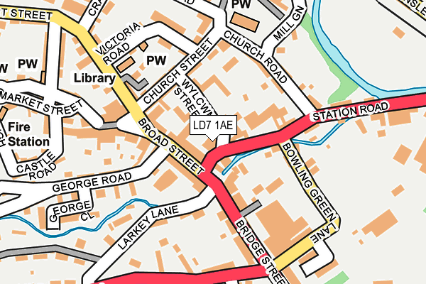 LD7 1AE map - OS OpenMap – Local (Ordnance Survey)