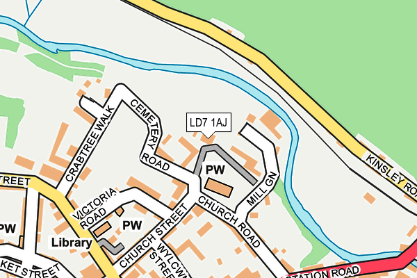 LD7 1AJ map - OS OpenMap – Local (Ordnance Survey)