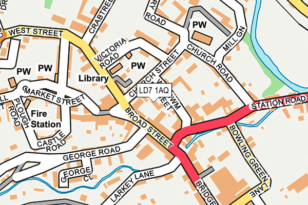LD7 1AQ map - OS OpenMap – Local (Ordnance Survey)