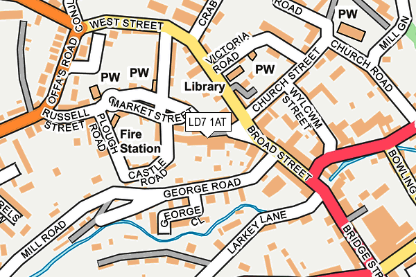 LD7 1AT map - OS OpenMap – Local (Ordnance Survey)