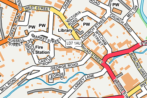 LD7 1AU map - OS OpenMap – Local (Ordnance Survey)