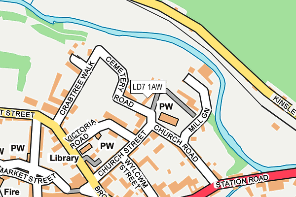 LD7 1AW map - OS OpenMap – Local (Ordnance Survey)