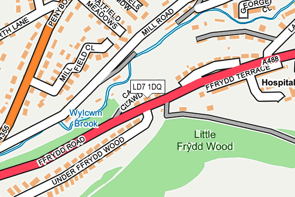 LD7 1DQ map - OS OpenMap – Local (Ordnance Survey)