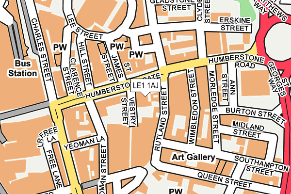 LE1 1AJ map - OS OpenMap – Local (Ordnance Survey)