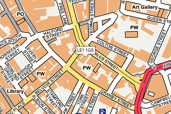 LE1 1GS map - OS OpenMap – Local (Ordnance Survey)