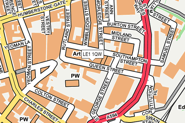 LE1 1QW map - OS OpenMap – Local (Ordnance Survey)