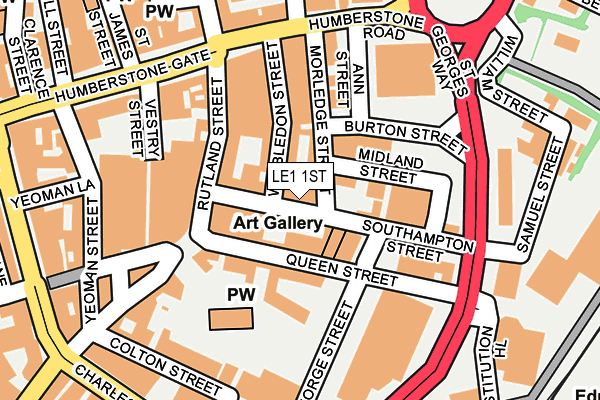 LE1 1ST map - OS OpenMap – Local (Ordnance Survey)