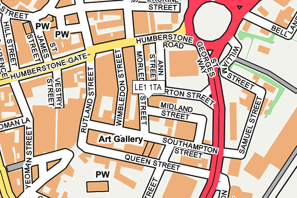 LE1 1TA map - OS OpenMap – Local (Ordnance Survey)