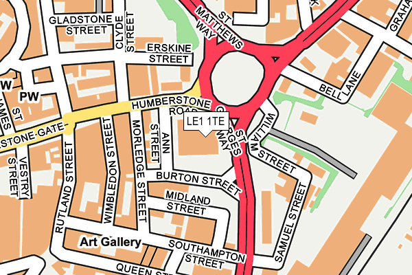 LE1 1TE map - OS OpenMap – Local (Ordnance Survey)
