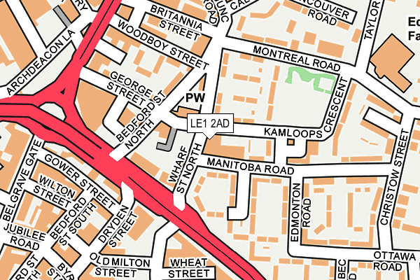 LE1 2AD map - OS OpenMap – Local (Ordnance Survey)