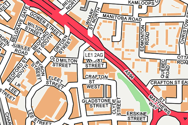 LE1 2AG map - OS OpenMap – Local (Ordnance Survey)