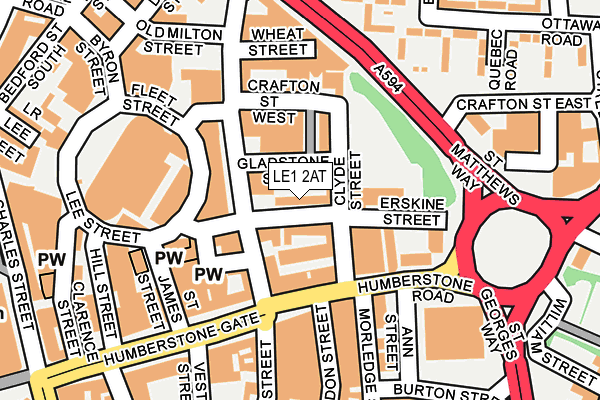 LE1 2AT map - OS OpenMap – Local (Ordnance Survey)