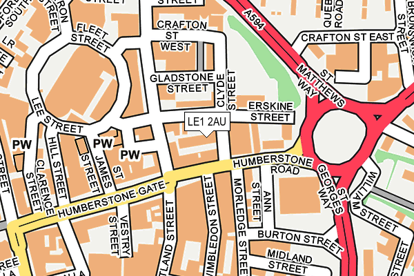 LE1 2AU map - OS OpenMap – Local (Ordnance Survey)