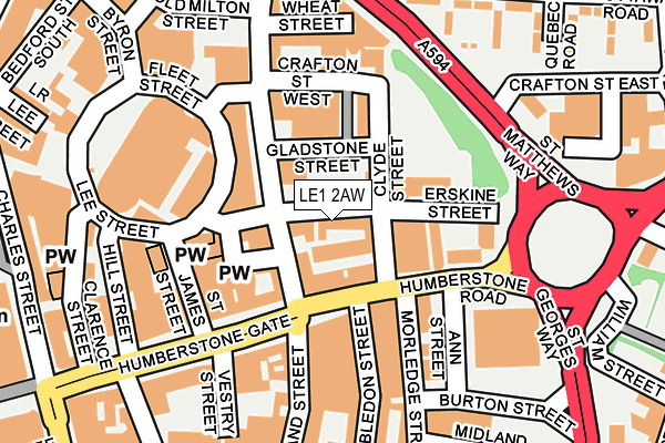 LE1 2AW map - OS OpenMap – Local (Ordnance Survey)