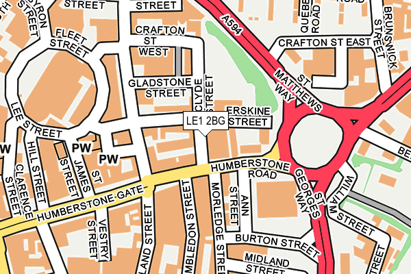 LE1 2BG map - OS OpenMap – Local (Ordnance Survey)